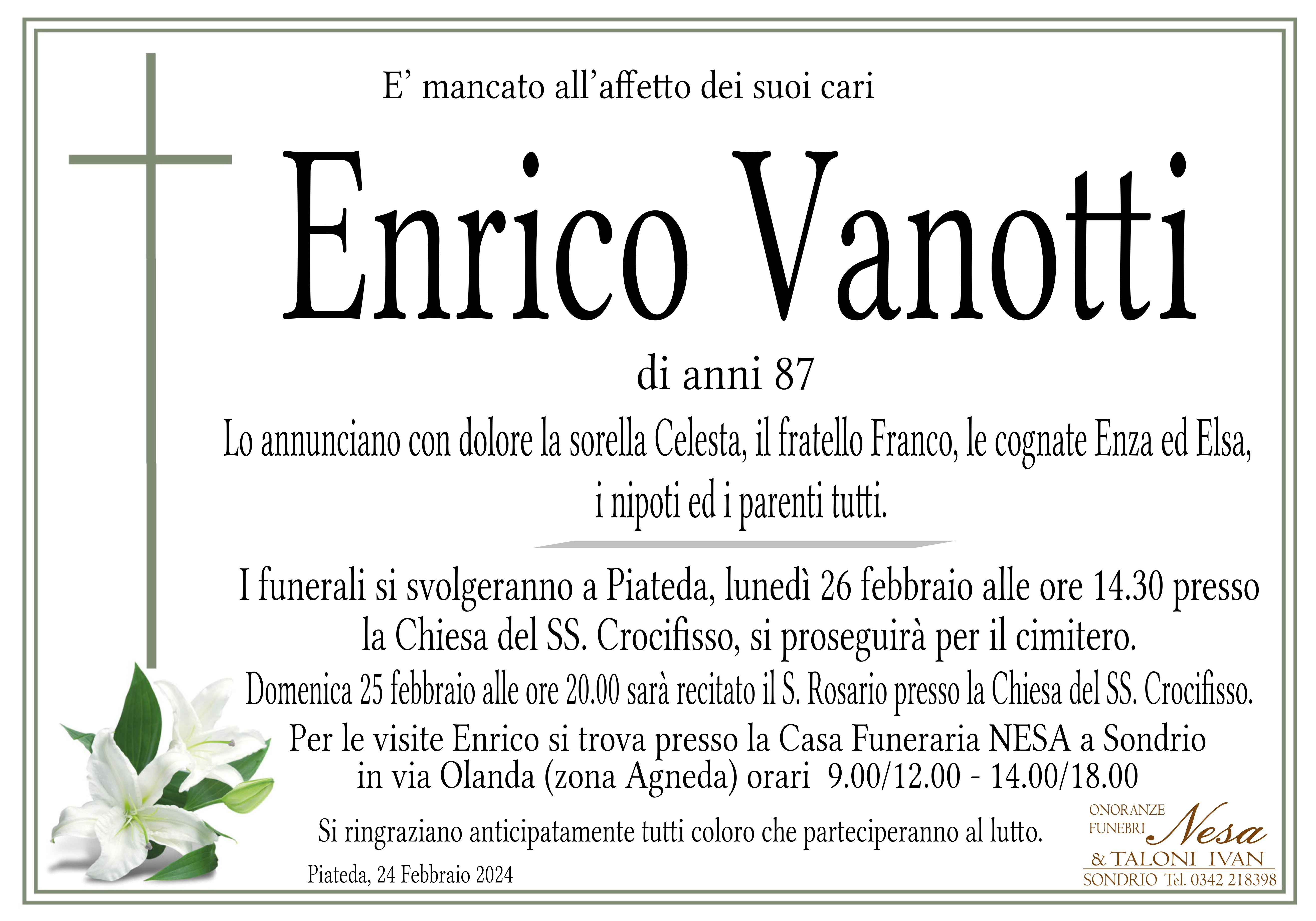 Necrologio Enrico Vanotti